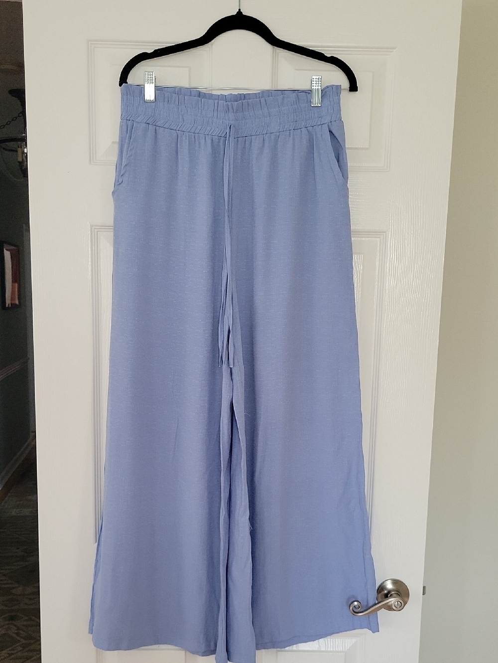 Womens Size XL Light Periwinkle Wide-Leg Drawstring Pants